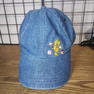 Vintage Looney Tunes TWEETY BIRD Blue Demin Baseball Hat